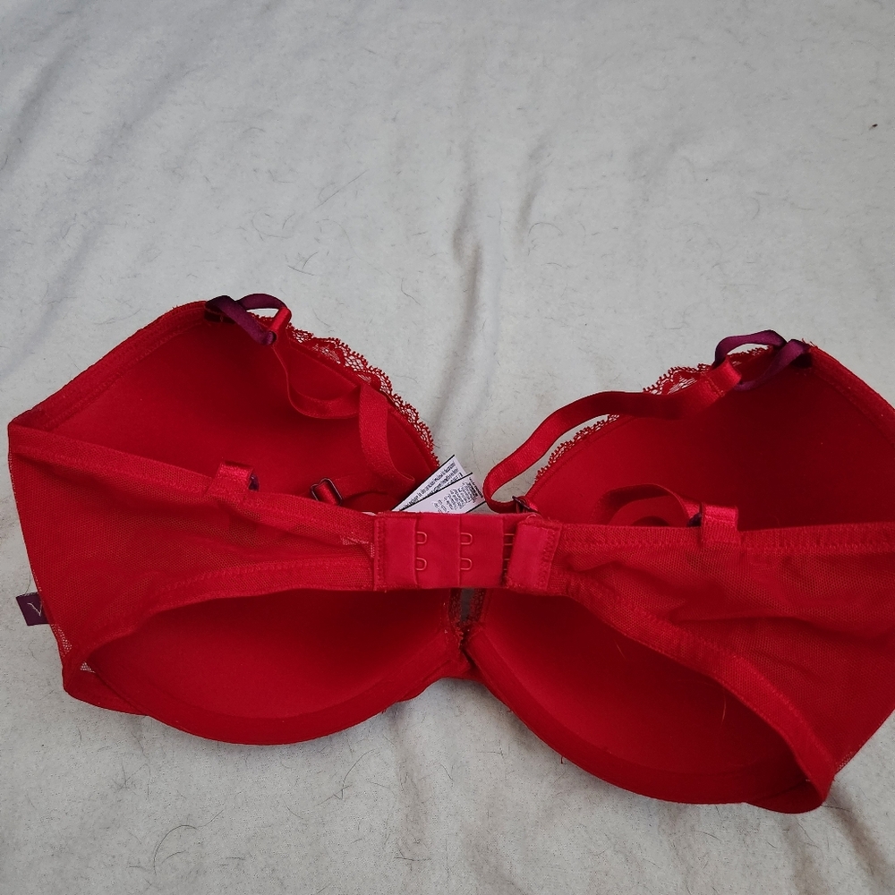 Victoria's Secret Red Lace Push-Up Bra Size 32DDD / 32F - Picture 2 of 5